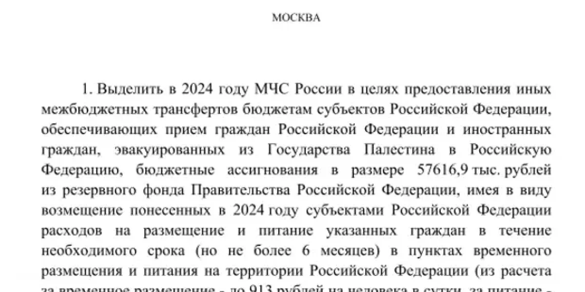 43 тысячи палестинцев готова принять Россия. На каждого - 1328 р в день