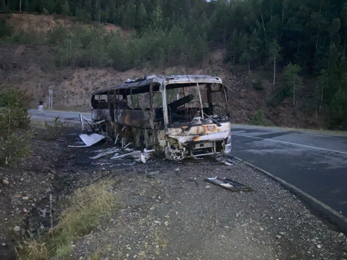 В Башкирии загорелся туристический автобус с пассажирами