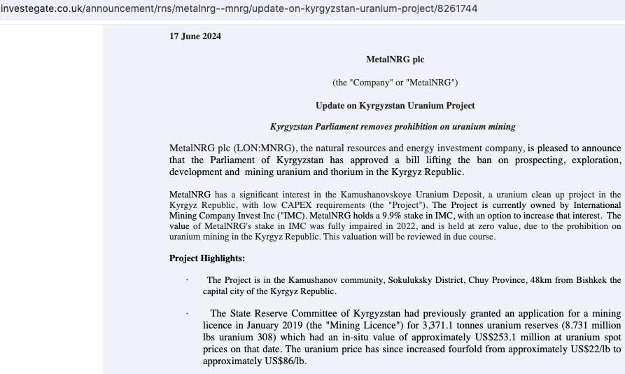 Кыргызстан, далее везде: Британия хочет захватить уран в Центральной Азии