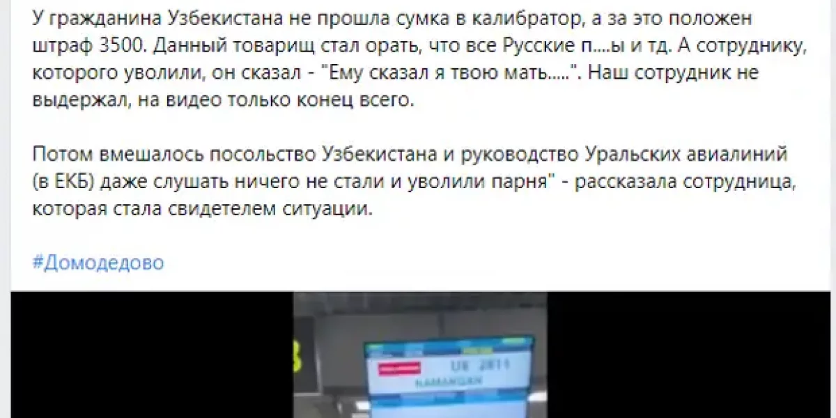 Узбек в аэропорту орал и оскорблял русских. За что уволили охранника, его усмирившего?