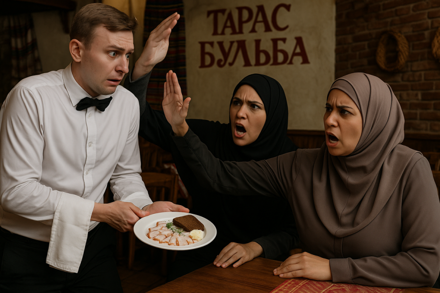 "Неверный, как ты посмел подать нам сало!": две приезжие дамы в московском ресторане уволили официанта за нехаляльную закуску