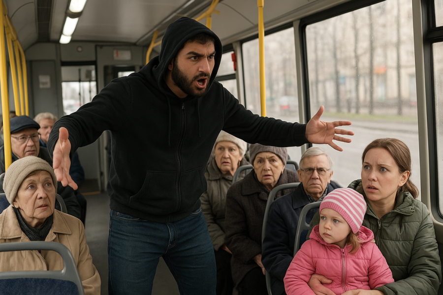 «Заткнись, женщина, ты здесь никто!»: в Петербурге кавказец в ответ на просьбу говорить потише начал наводить в автобусе свои порядки.