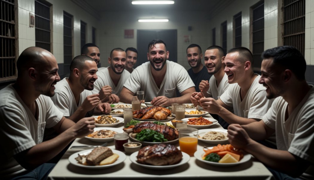 А для террористов из "Крокуса" тоже праздник устроили? Шикарный банкет заключённых