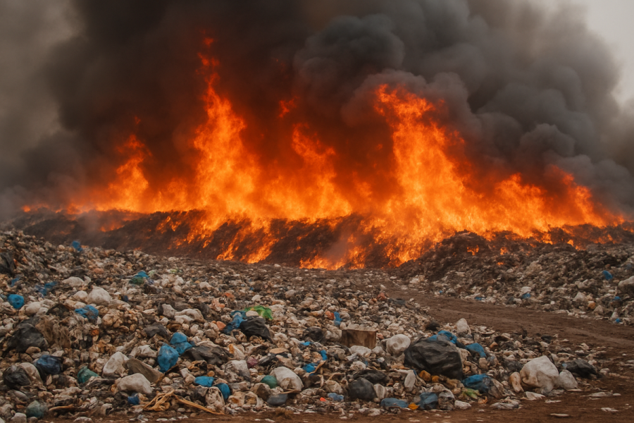 В Новосибирске горит городская легенда &ndash; всемирно известная и крупнейшая в Азии мусорная свалка