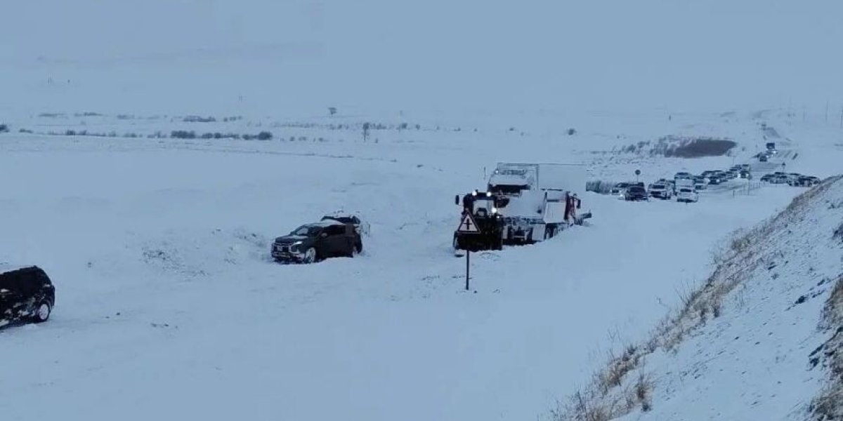 Метель парализовала трассу в Забайкалье: 28 детей и 13 автобусов ждут спасения