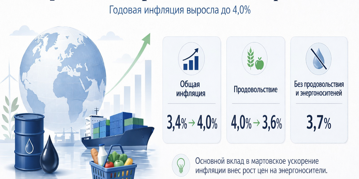 Годовая инфляция в странах ОЭСР выросла в марте 2026 г. до 4,0%