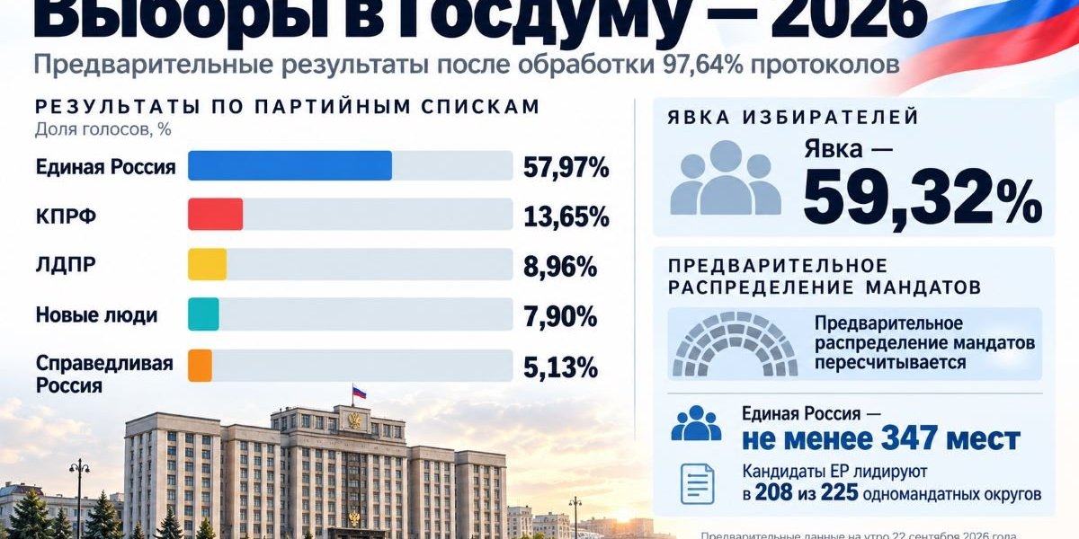 «Справедливая Россия» прошла в Госдуму: новые итоги выборов 2026, пять партий и не менее 347 мандатов у «Единой России» «Справедливая Россия» прошла в Госдуму: новые итоги выборов 2026, пять партий и не менее 347 мандатов у «Единой России»