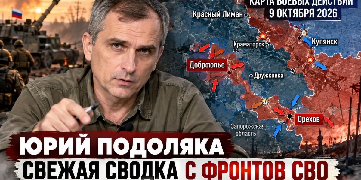 Юрий Подоляка сегодня, 9 октября 2026: свежая сводка СВО, карта боевых действий, бои за Доброполье и Орехов